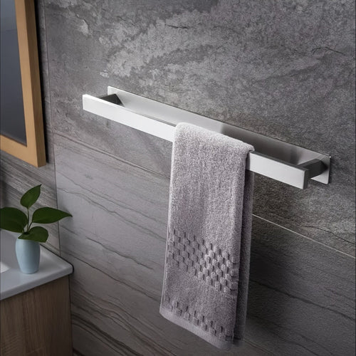 Sleek WallMounted Stainless Steel Towel Rack with Hook