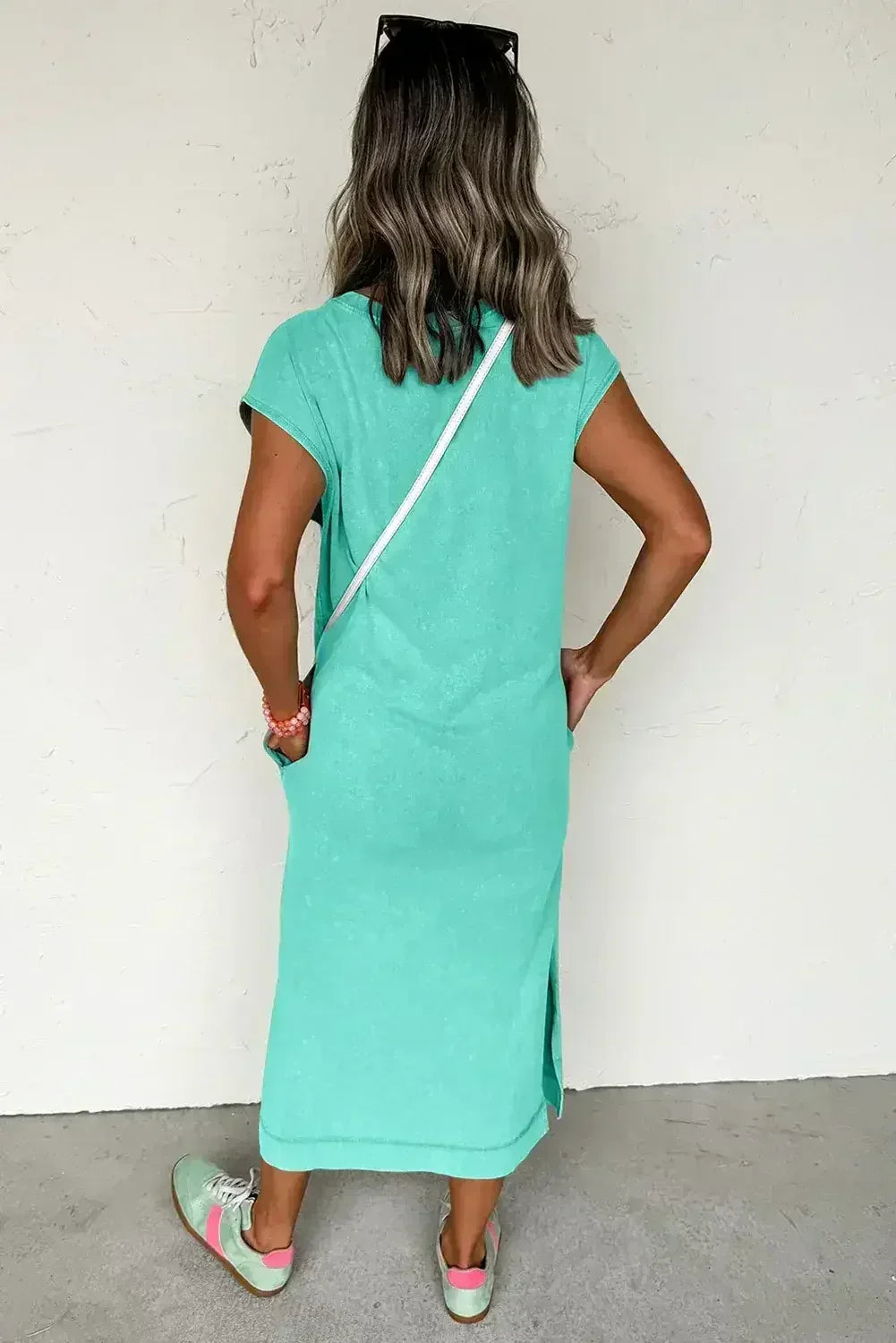 Carrot Mineral Wash Pocketed T-shirt Dress