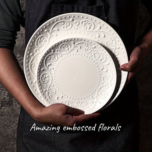 Artena 4Piece Embossed Porcelain Dinner Plate Set