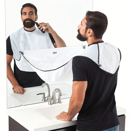Men's Beard Shaving Apron – Hair Catcher Bib & Shaving Organizer, Easy Bathroom Cleanup, Grooming Gift for Him