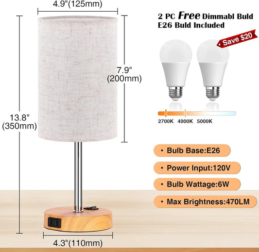 Table Lamp for Bedroom Set of 2, Bedside Small Lamps with 3 Way | Lighting | Kitchen + Metal
