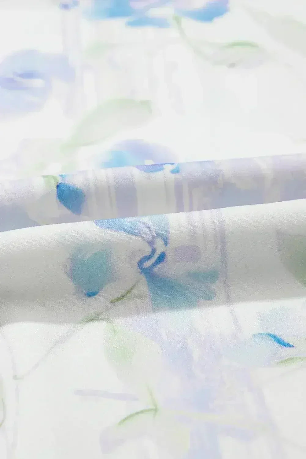 Sky Blue Floral Smocked High Waist Ruffle Sleeveless Long Dress