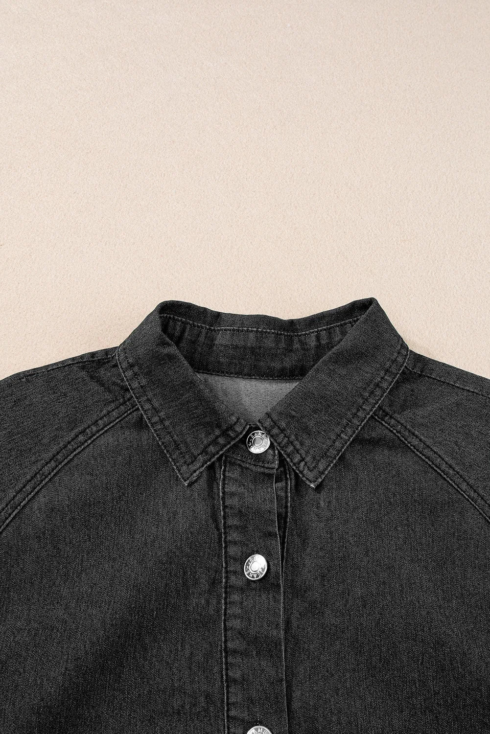 Dark Blue Short Sleeve Button Up Loose Denim Shirt Dress