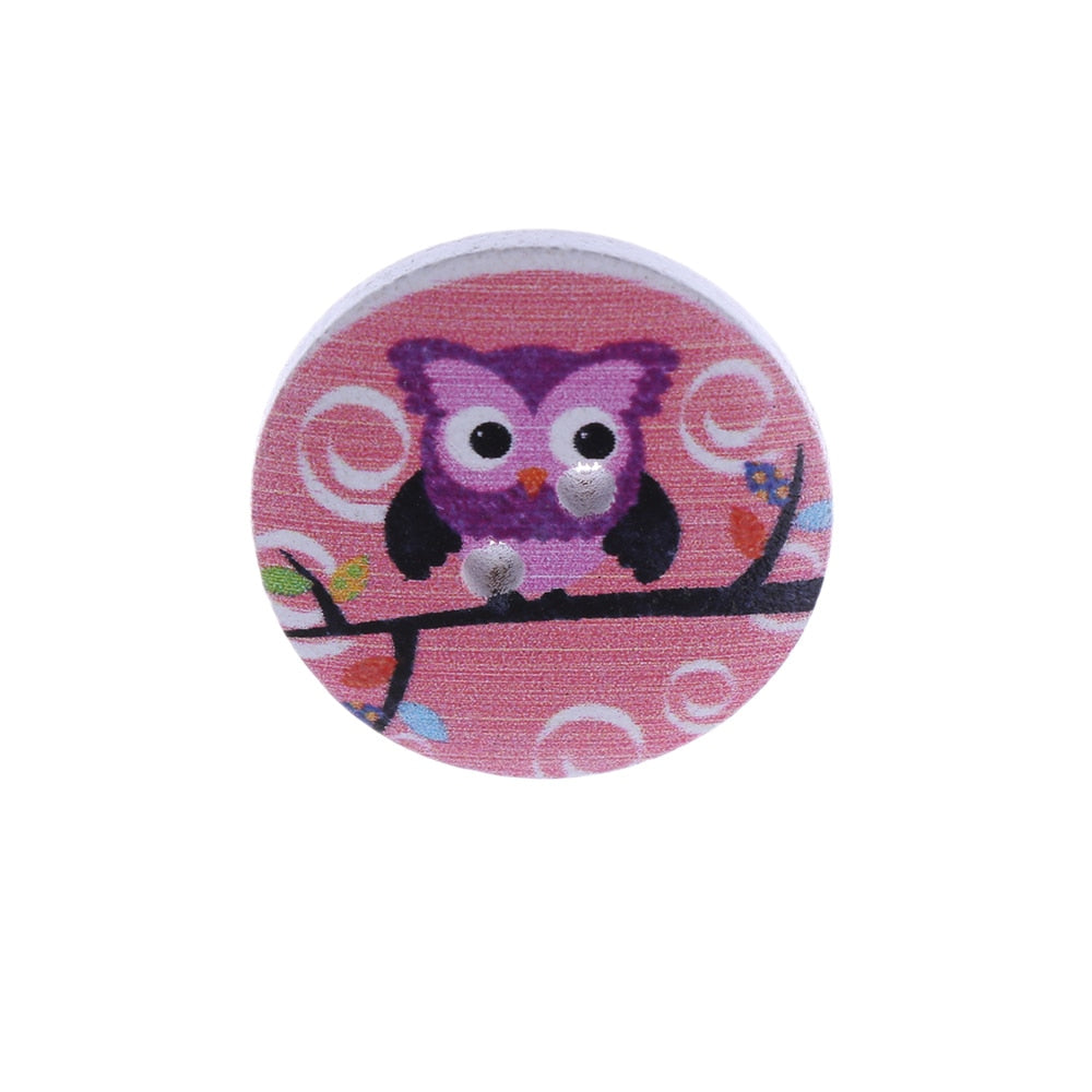 50 Pcs DIY 20mm Mixed OWL Wooden Buttons 2 Holes