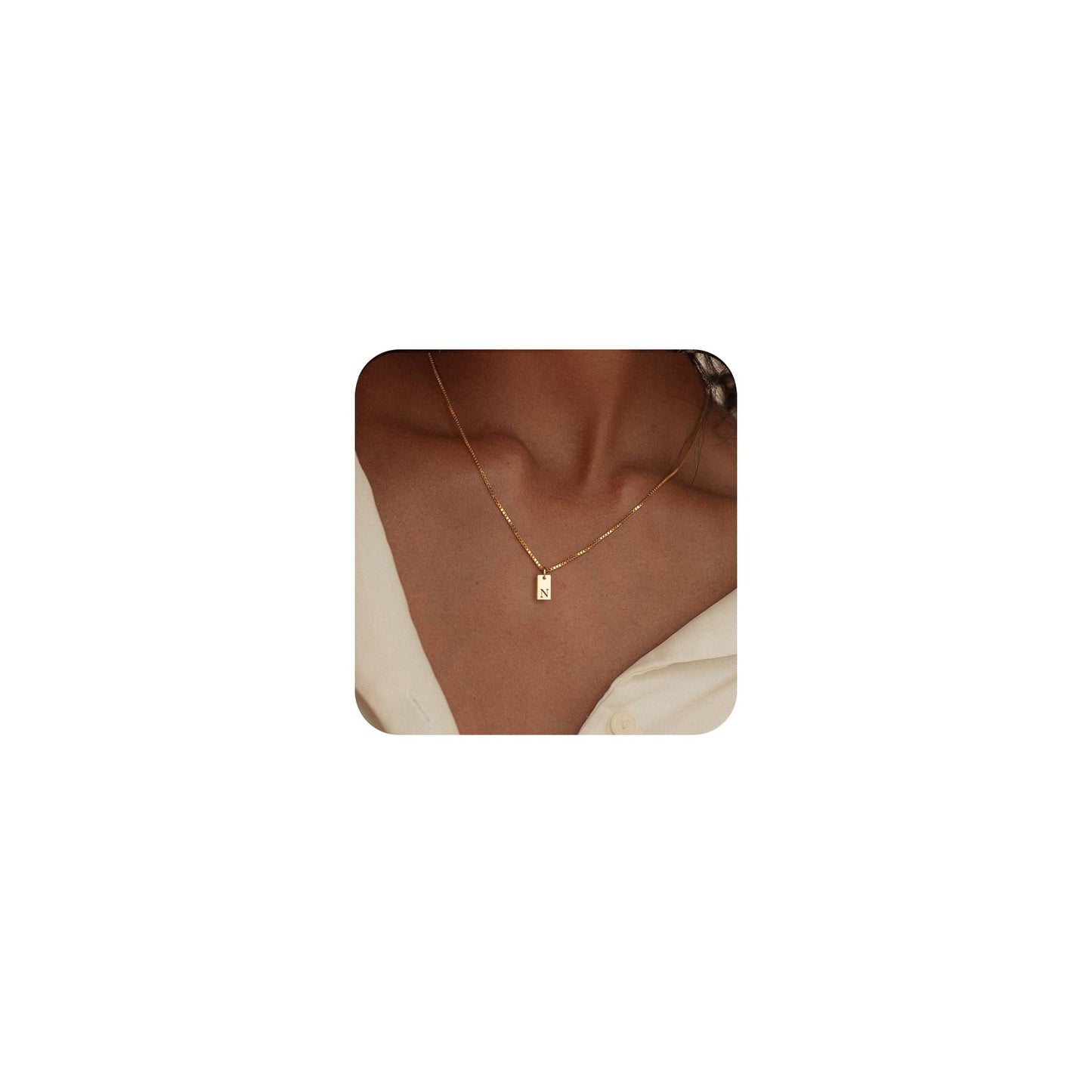 14K Gold Plated Initial Letter Necklace - Personalized Dainty Name Pendant