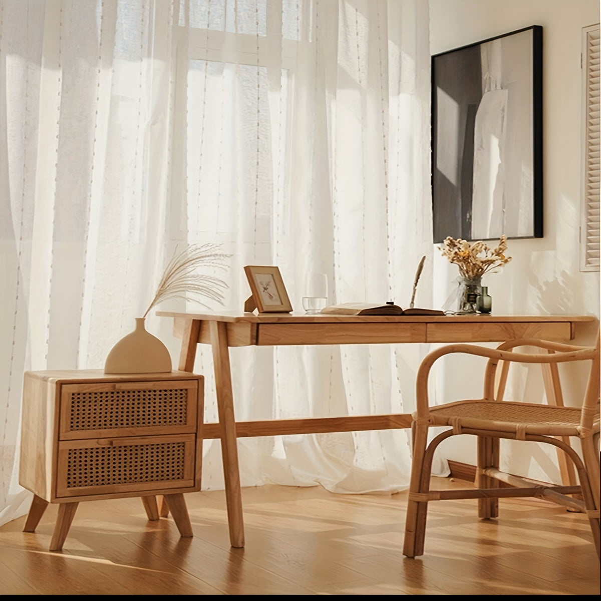 Elegant Embroidered Ball Linen Sheer Curtain for Home