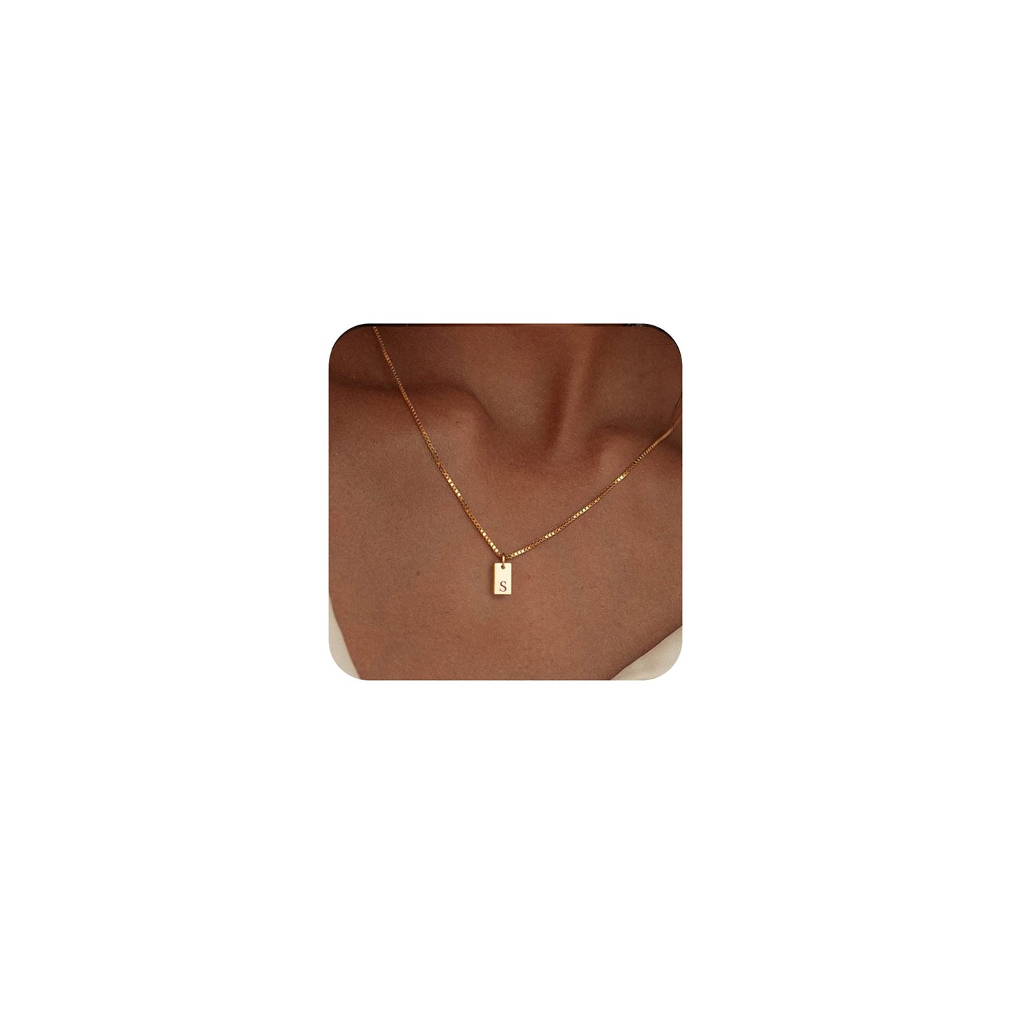 14K Gold Plated Initial Letter Necklace - Personalized Dainty Name Pendant