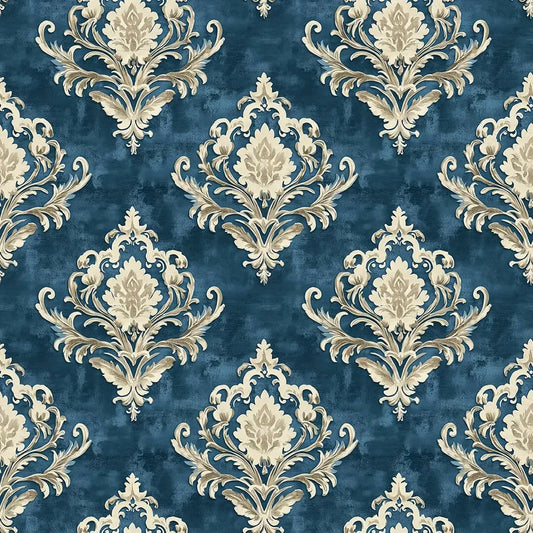 Imperial Teal Damask Scroll