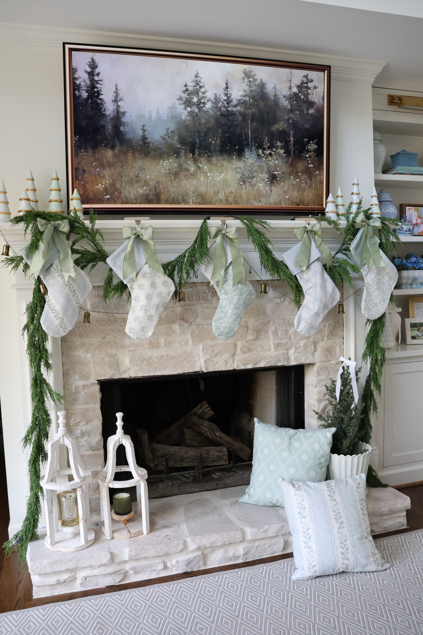 Green + Blue Bouquets and Birds Stocking | Chapple Chandler X Nicole Speake