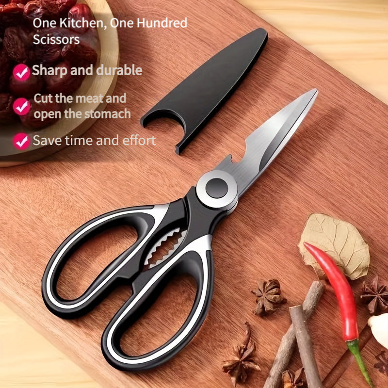 Multifunctional Stainless Steel Kitchen Scissors with Nut Bottle