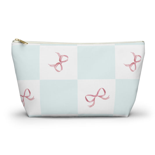 Customizable: Charming Ribbon Accessory Pouch, Makeup Bag, Gift for Her, T-bottom Style, Cute Storage, Birthday Present, Bridesmaid Gift