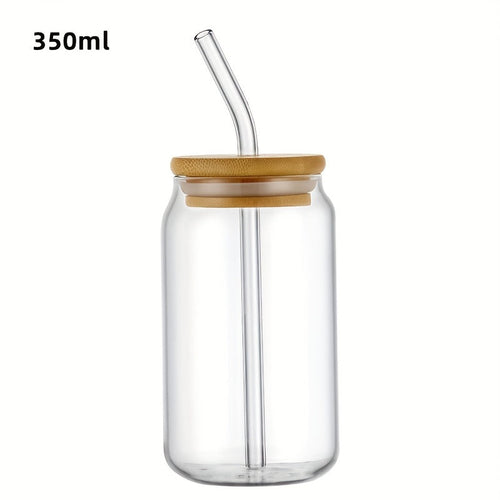 Versatile Glass Cup with Lid Straw 350ml550ml