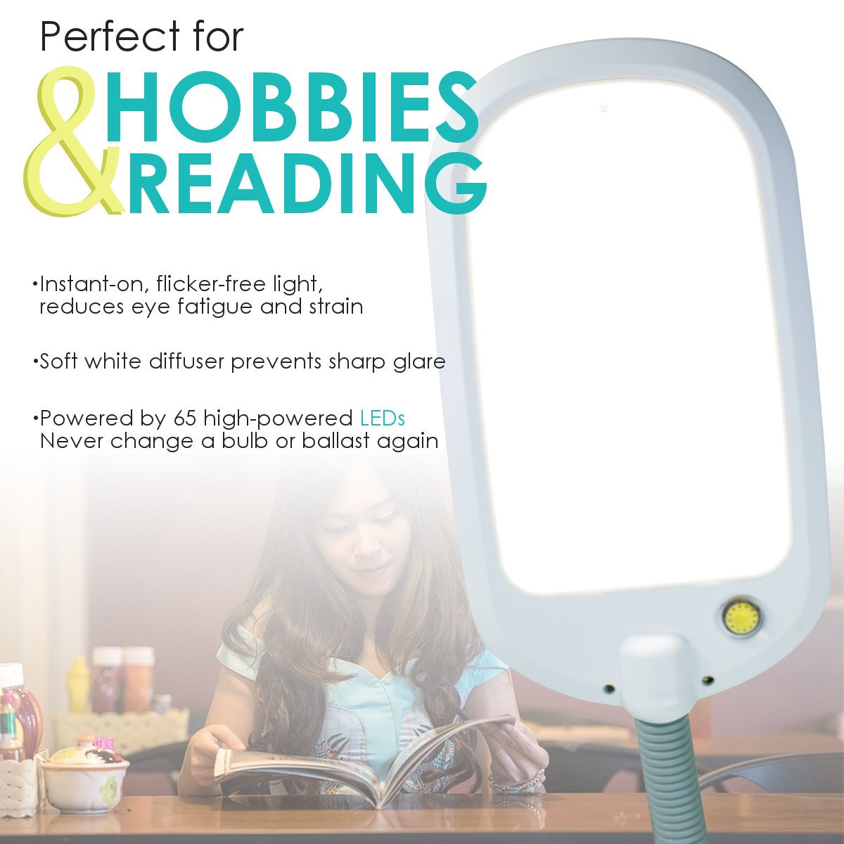 26"H LED Bright Reader Natural Daylight Full Spectrum Desk Lamp Grey | Lighting | Kitchen + Metal