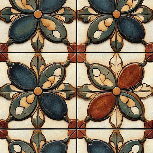 Earthen Bloom Glazed Tile Wallpaper