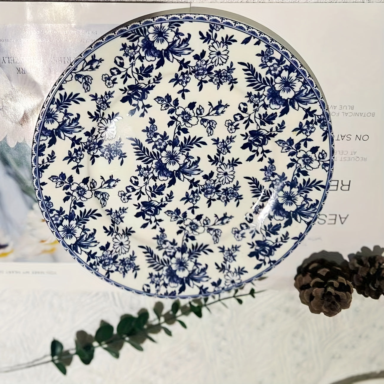 Nordic Blue White Porcelain Dessert Plates Set