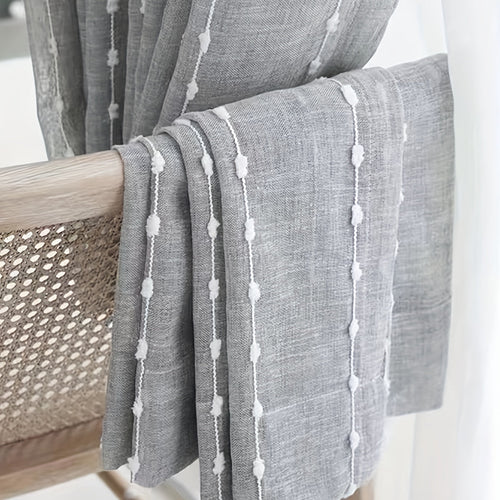 Elegant Embroidered Ball Linen Sheer Curtain for Home