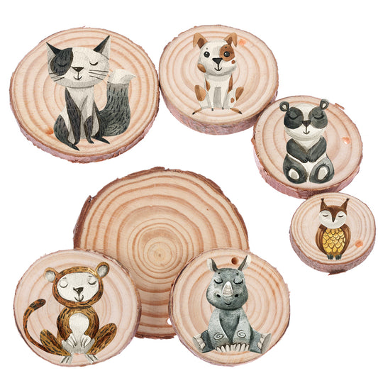 5PCS Natural Wooden Ornament Scrapbooking Wood