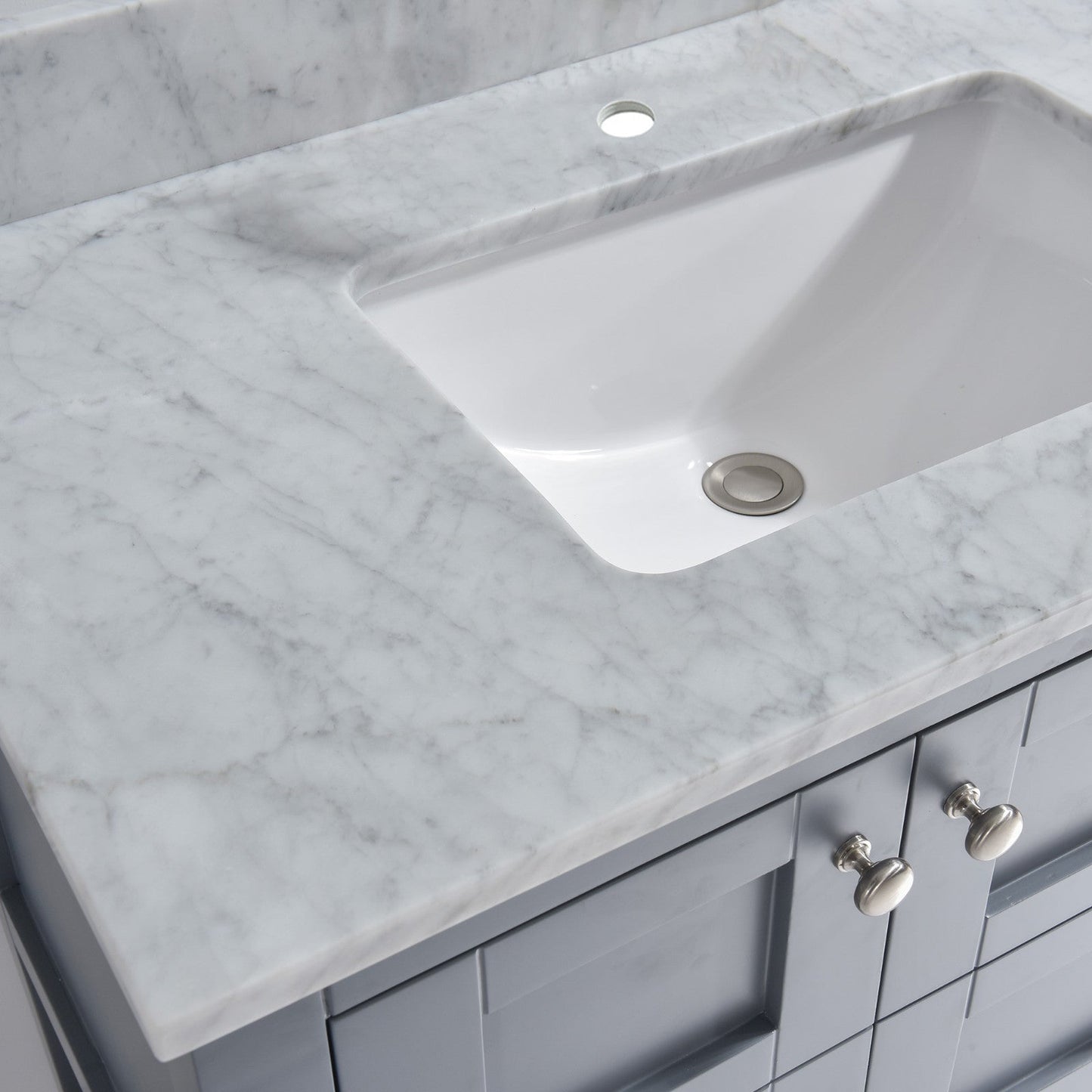 WOODBRIDGE 37" x22" Vanity Top with Single Under Mount Rectangle Bowl, Carrara White Marble, Pre-drilled with Single hole Faucet set up Option