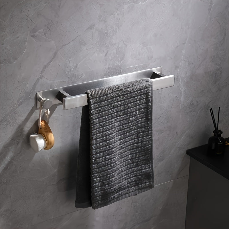 Sleek WallMounted Stainless Steel Towel Rack with Hook