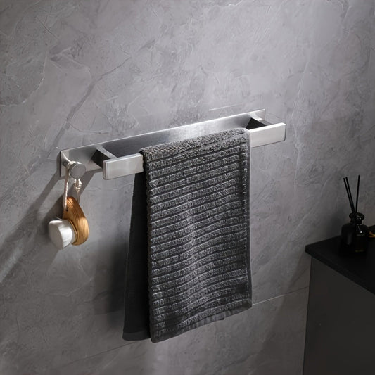 Sleek WallMounted Stainless Steel Towel Rack with Hook