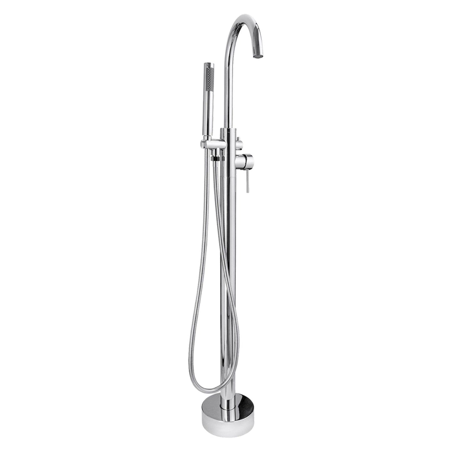 WOODBRIDGE F0001BNRD Contemporary Single Handle Floor Mount Freestanding Tub Filler Faucet with Hand shower