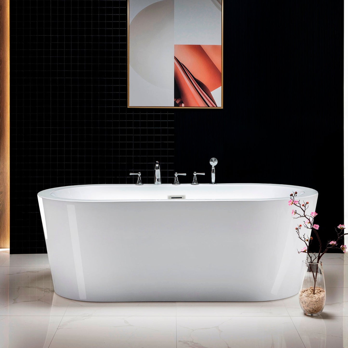 WOODBRIDGE 66" Acrylic Freestanding Bathtub Contemporary Soaking Tub