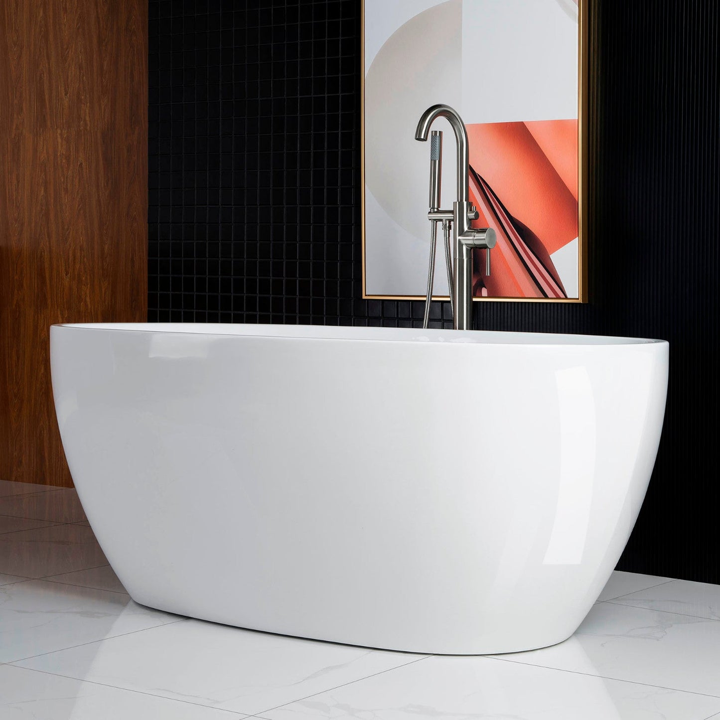 WOODBRIDGE 59" Acrylic Freestanding Bathtub Contemporary Soaking Tub