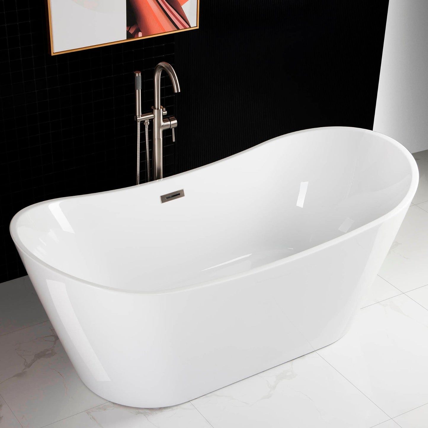 WOODBRIDGE 71" Acrylic Freestanding Bathtub Contemporary Soaking Tub