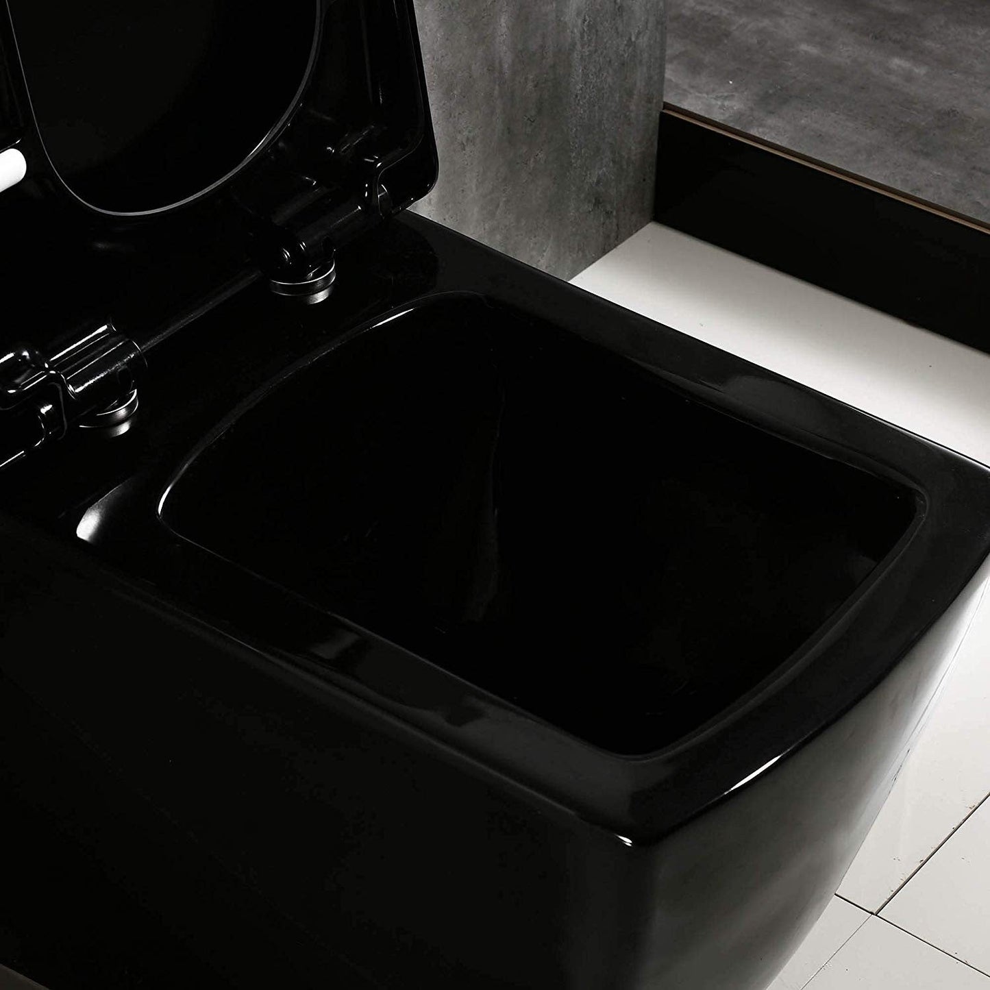 WOODBRIDGE Modern Square Design One Piece Dual Flush 1.28 GP Toilet, Chair Height with Soft Closing Seat, Black