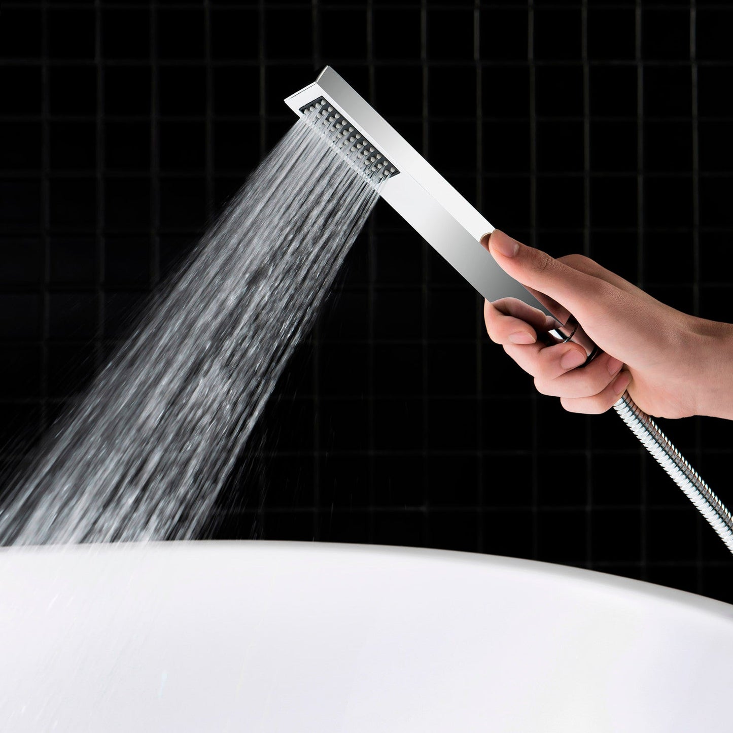 WOODBRIDGE F0003BN Contemporary Single Handle Floor Mount Freestanding Tub Filler Faucet with Hand shower