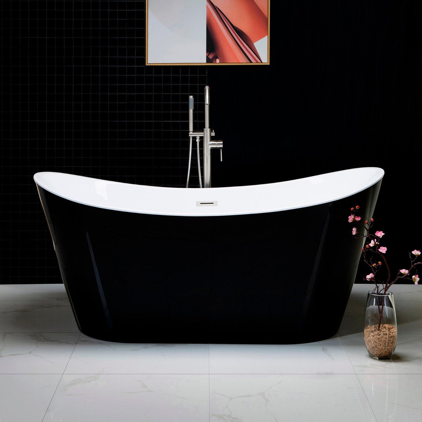 WOODBRIDGE B-1815 67" Acrylic Freestanding Bathtub Contemporary Soaking Tub