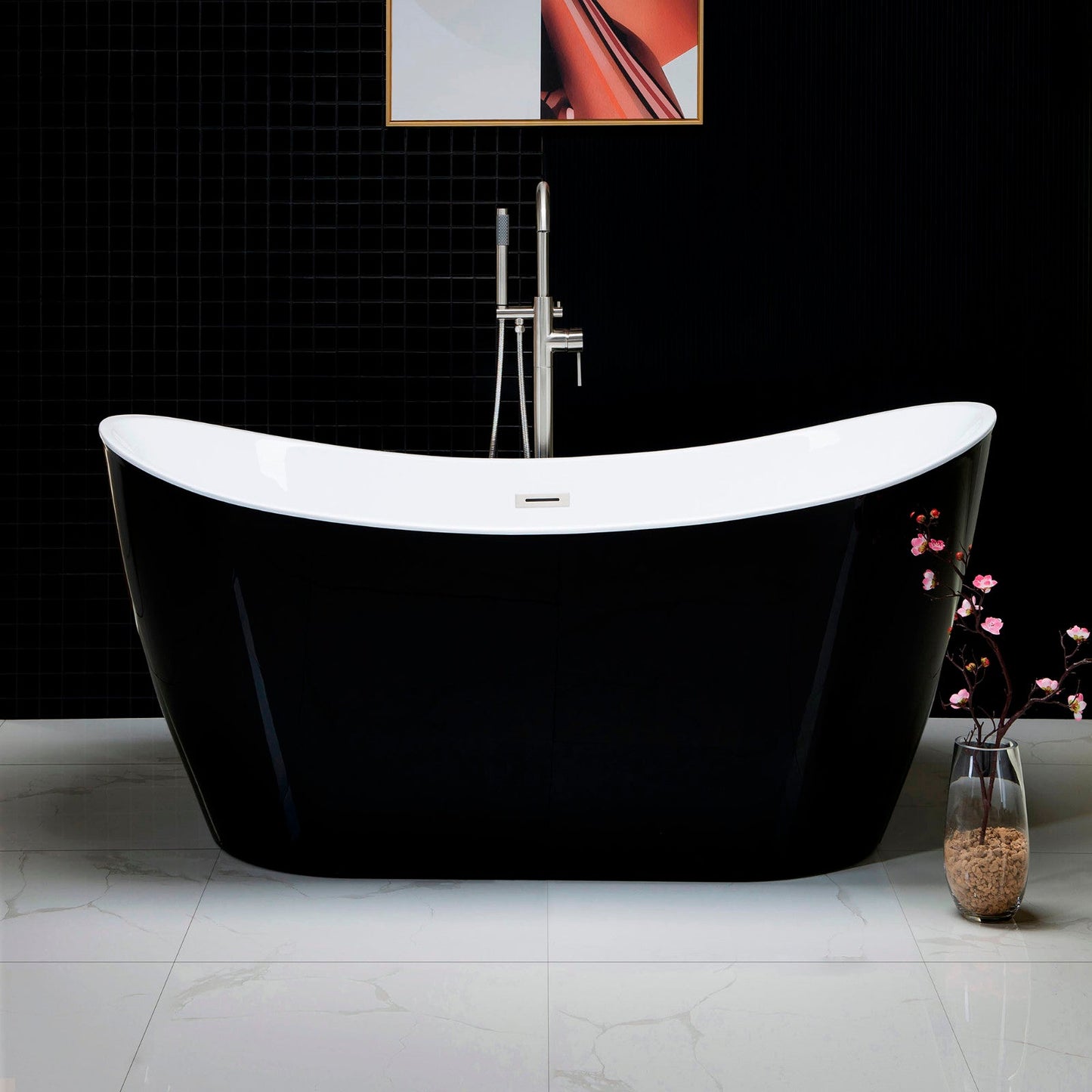 WOODBRIDGE B-1816 59" Acrylic Freestanding Bathtub Contemporary Soaking Tub