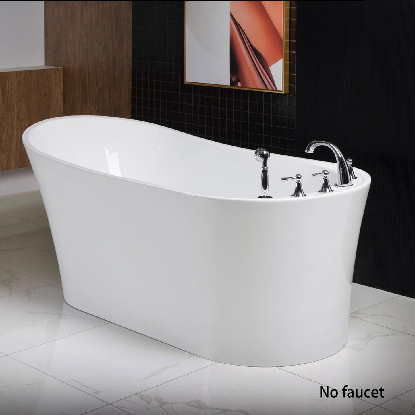 WOODBRIDGE 59" Acrylic Freestanding Bathtub Contemporary Soaking Tub