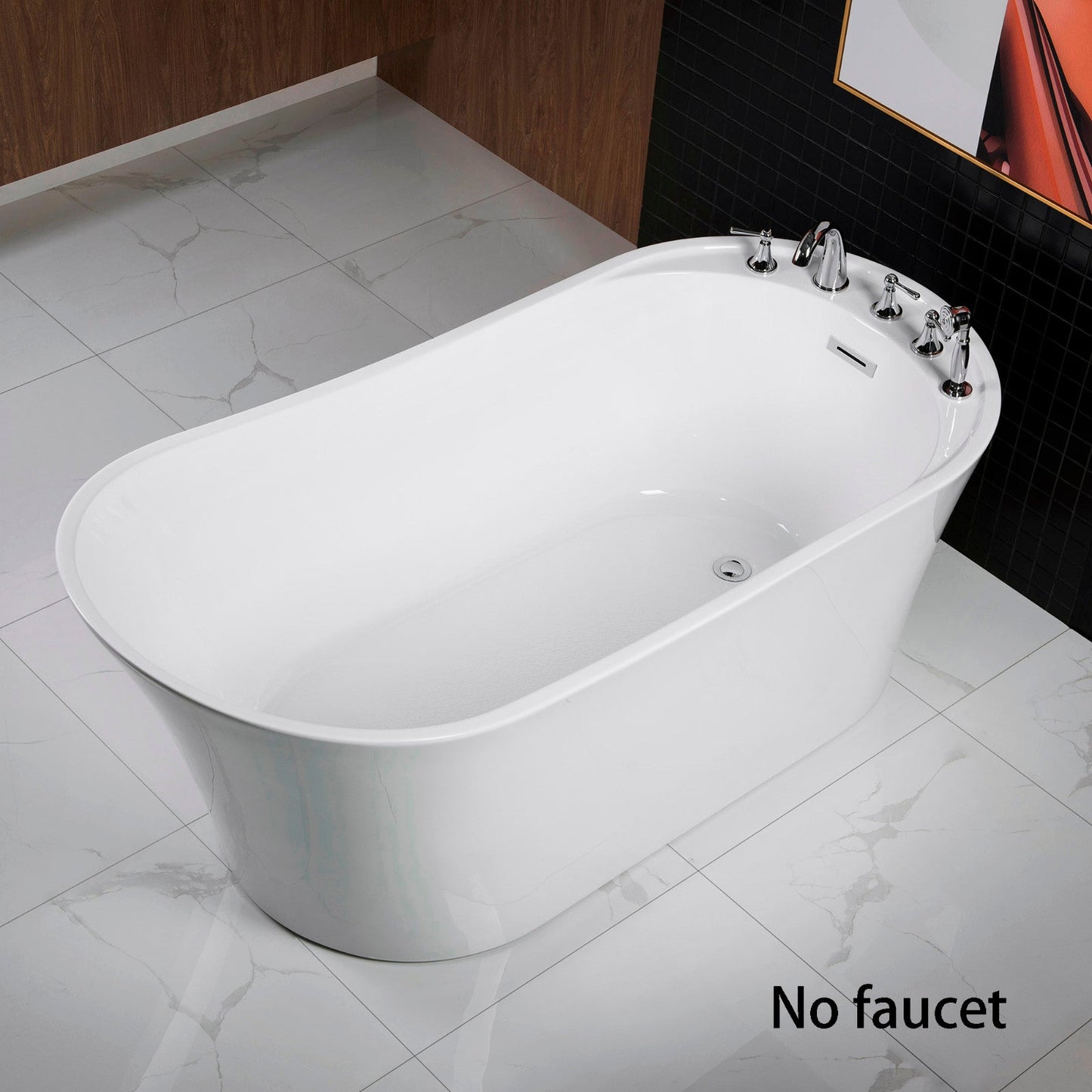 WOODBRIDGE 59" Acrylic Freestanding Bathtub Contemporary Soaking Tub