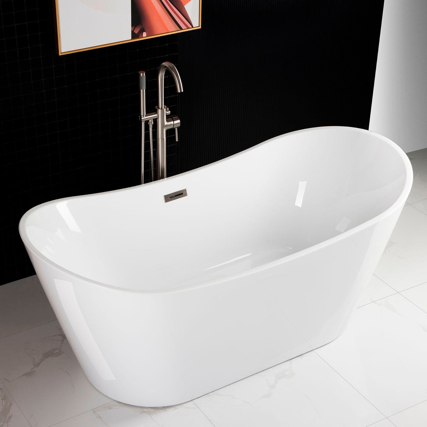 WOODBRIDGE 67" Acrylic Freestanding Bathtub Contemporary Soaking Tub