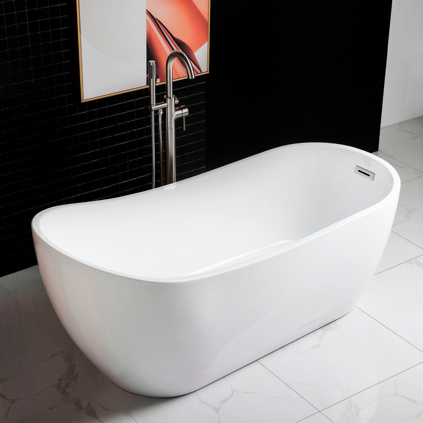 WOODBRIDGE 67" Acrylic Freestanding Bathtub Contemporary Soaking Tub