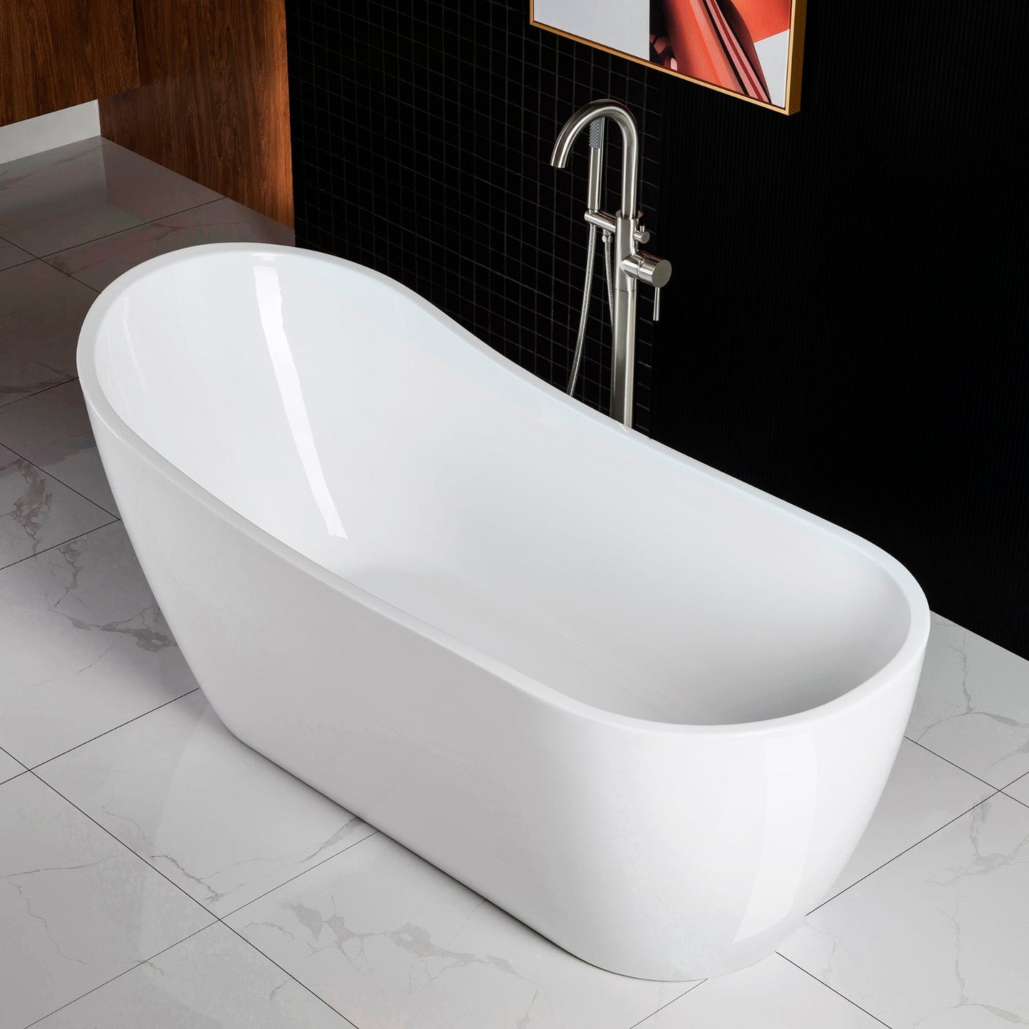 WOODBRIDGE 67" Acrylic Freestanding Bathtub Contemporary Soaking Tub