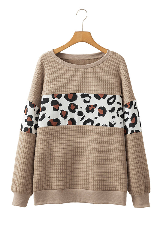 Parchment Leopard Quilted Patchwork Pullover women's r Sweatshirt