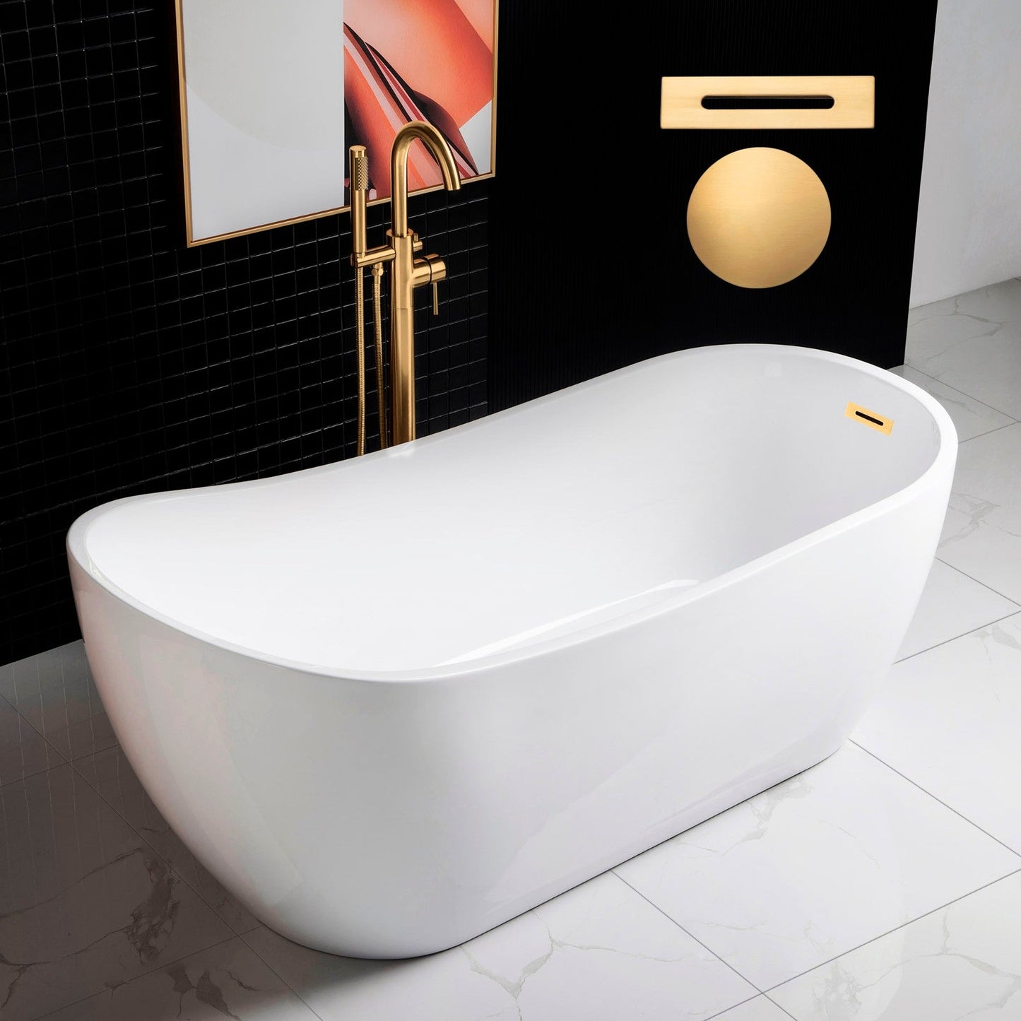 WOODBRIDGE 67" Acrylic Freestanding Bathtub Contemporary Soaking Tub