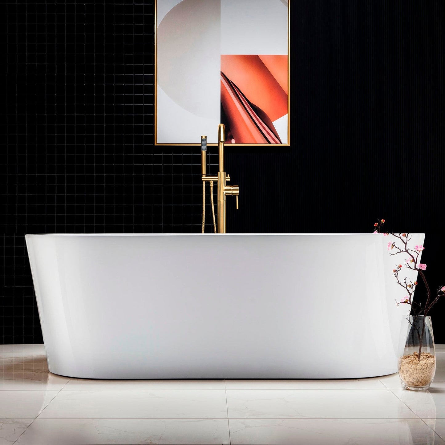 WOODBRIDGE 66" Acrylic Freestanding Bathtub Contemporary Soaking Tub