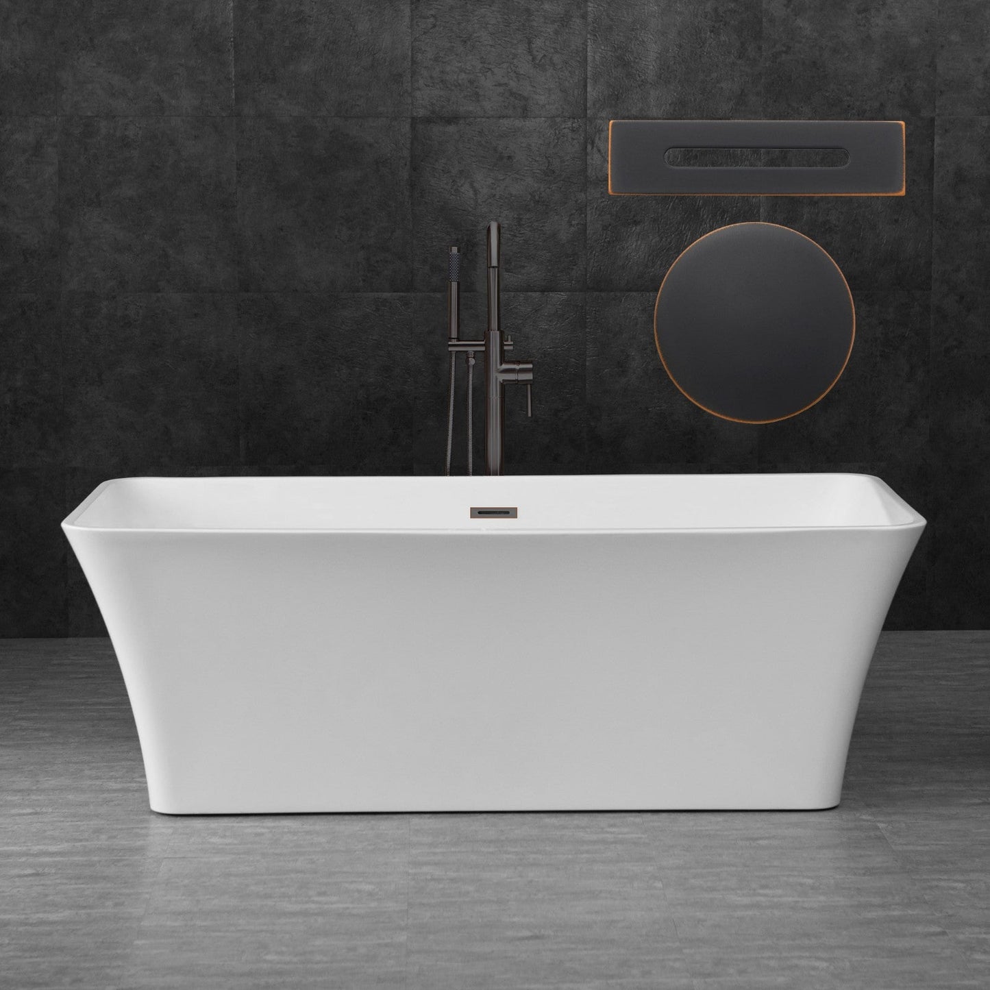 WOODBRIDGE 67" Acrylic Freestanding Bathtub Contemporary Soaking Tub