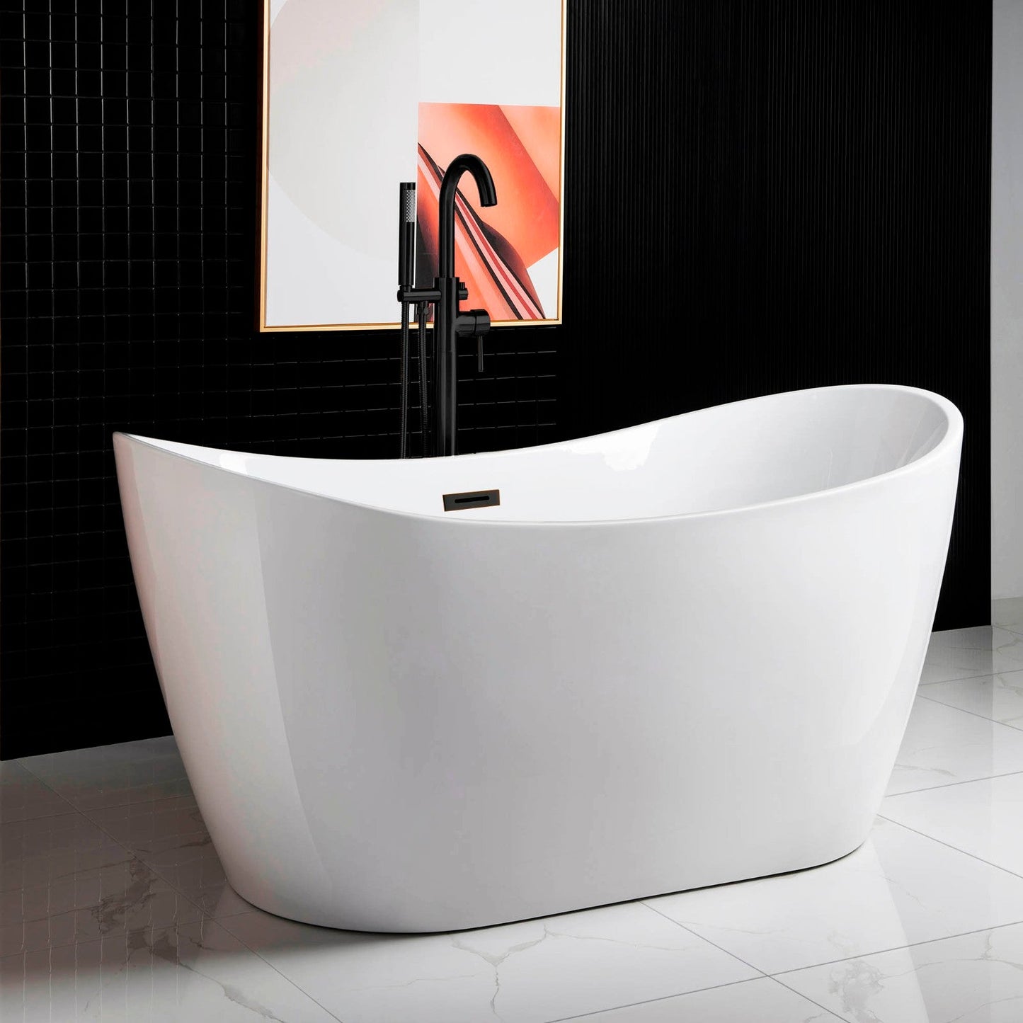 WOODBRIDGE 59" Acrylic Freestanding Bathtub Contemporary Soaking Tub
