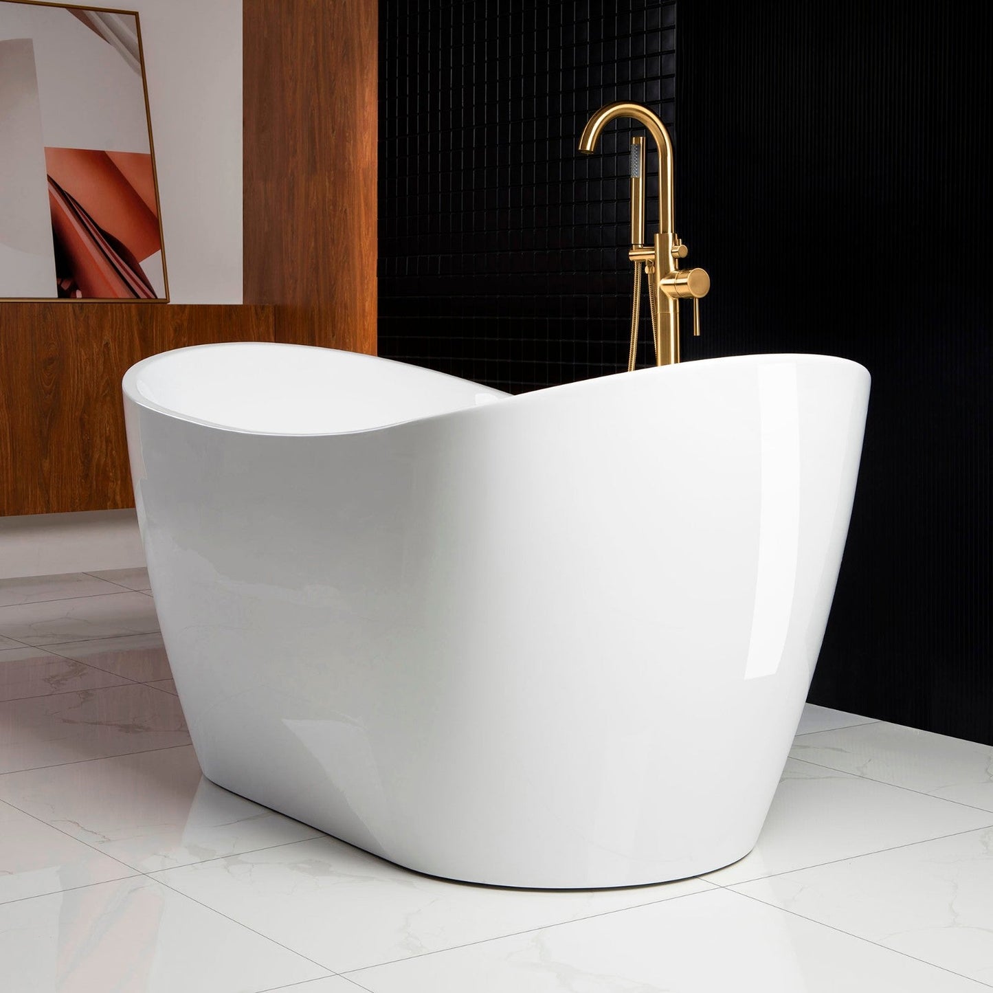 WOODBRIDGE 59" Acrylic Freestanding Bathtub Contemporary Soaking Tub