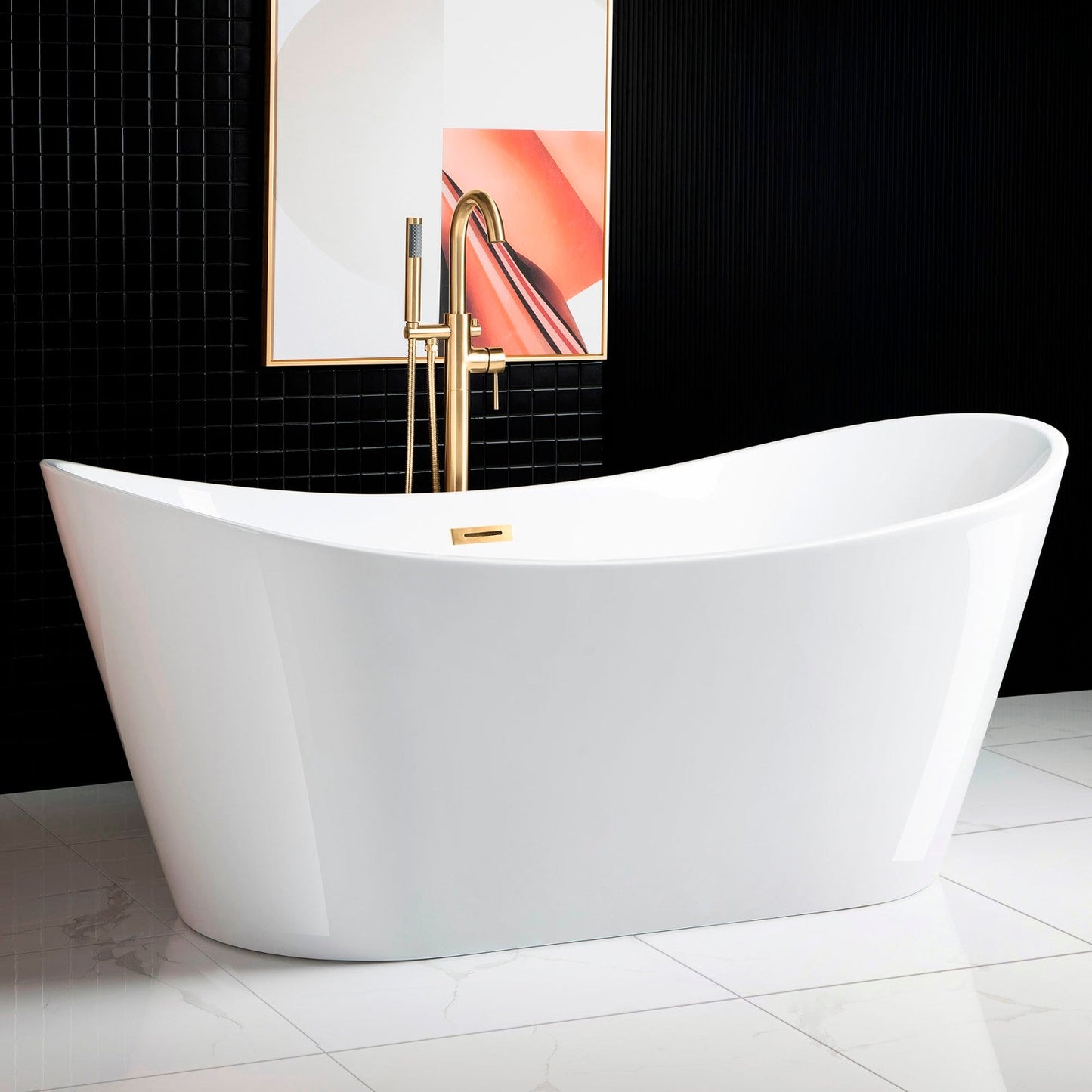 WOODBRIDGE 71" Acrylic Freestanding Bathtub Contemporary Soaking Tub