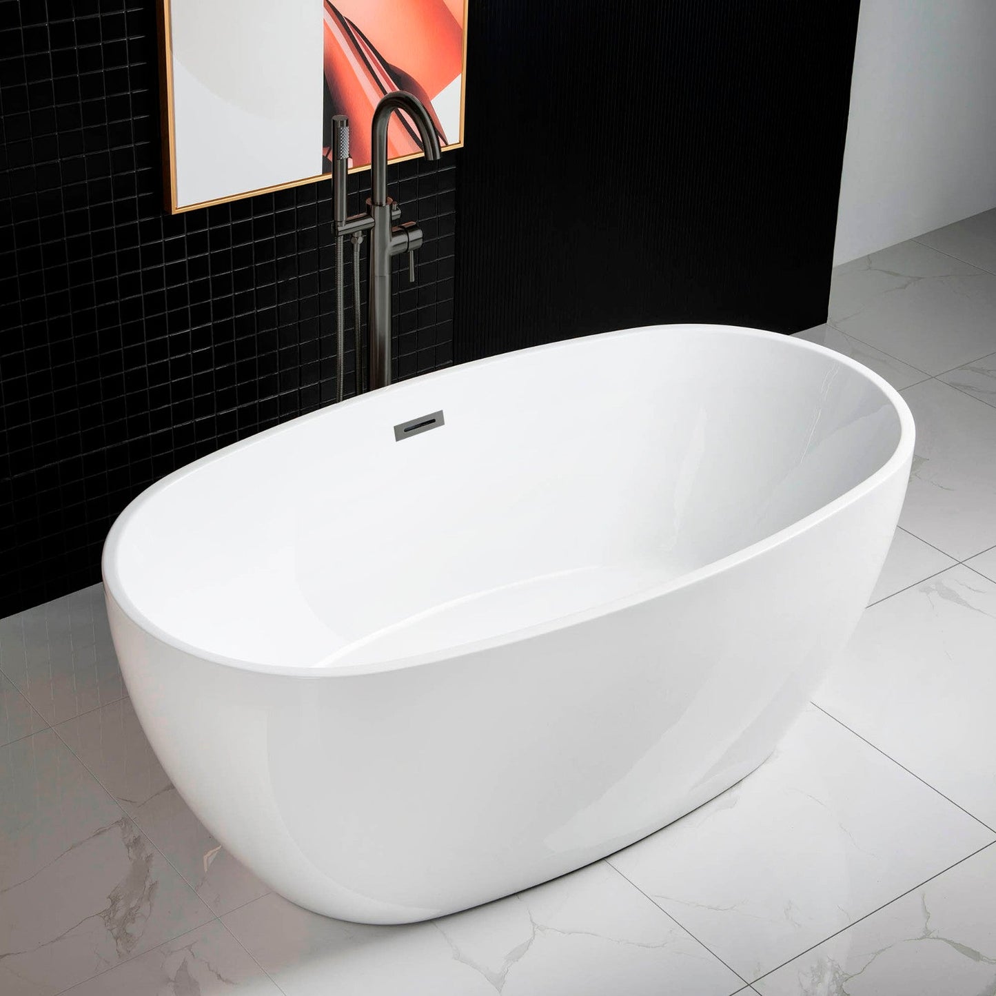 WOODBRIDGE 59" Acrylic Freestanding Bathtub Contemporary Soaking Tub