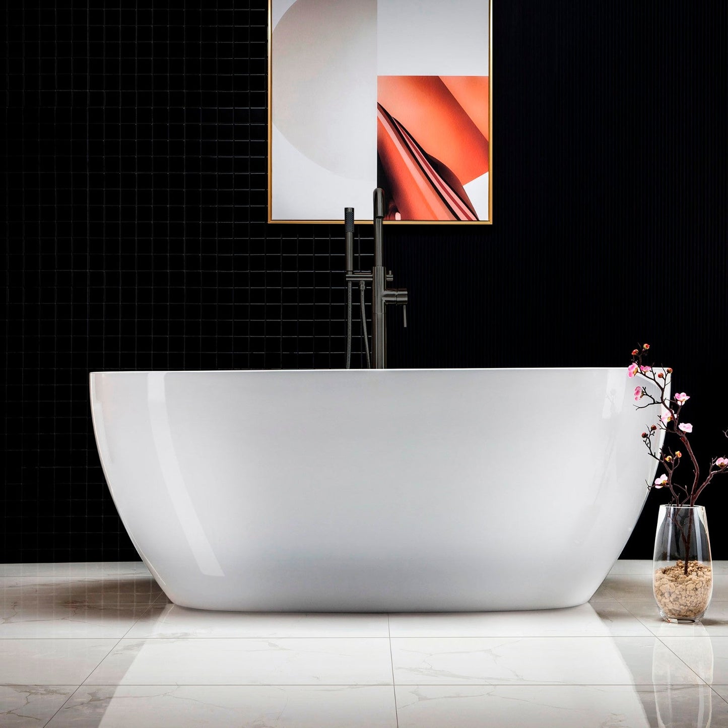 WOODBRIDGE 59" Acrylic Freestanding Bathtub Contemporary Soaking Tub