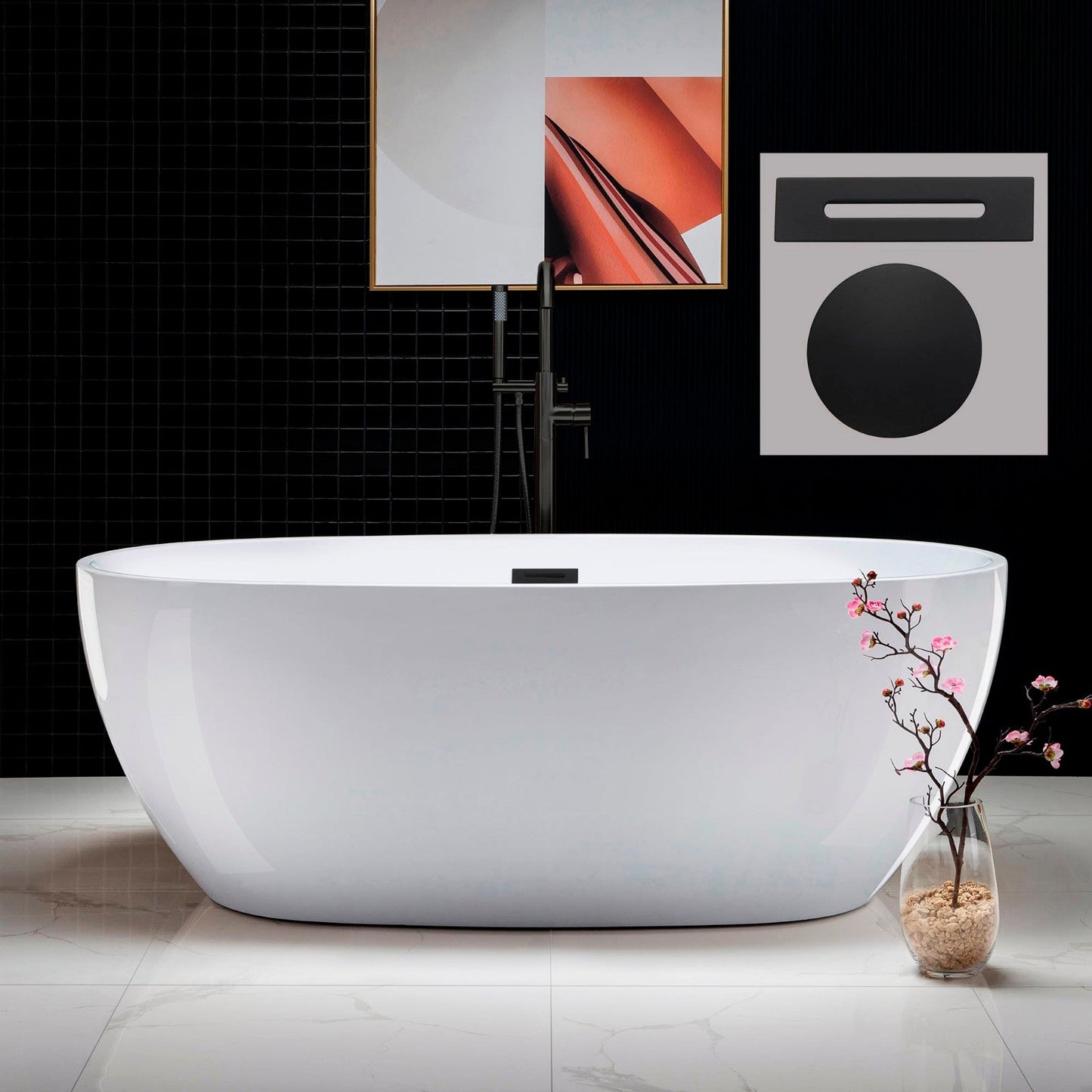 WOODBRIDGE 67" Acrylic Freestanding Bathtub Contemporary Soaking Tub