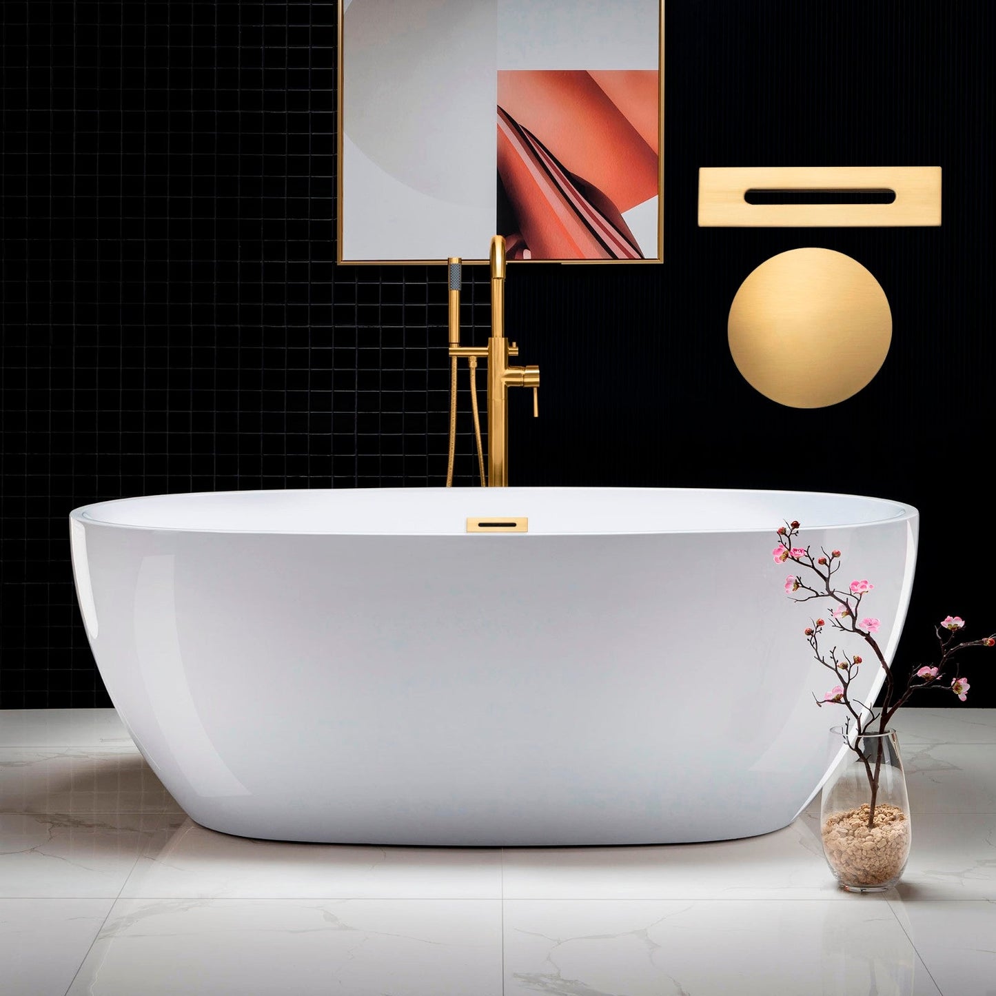WOODBRIDGE 67" Acrylic Freestanding Bathtub Contemporary Soaking Tub