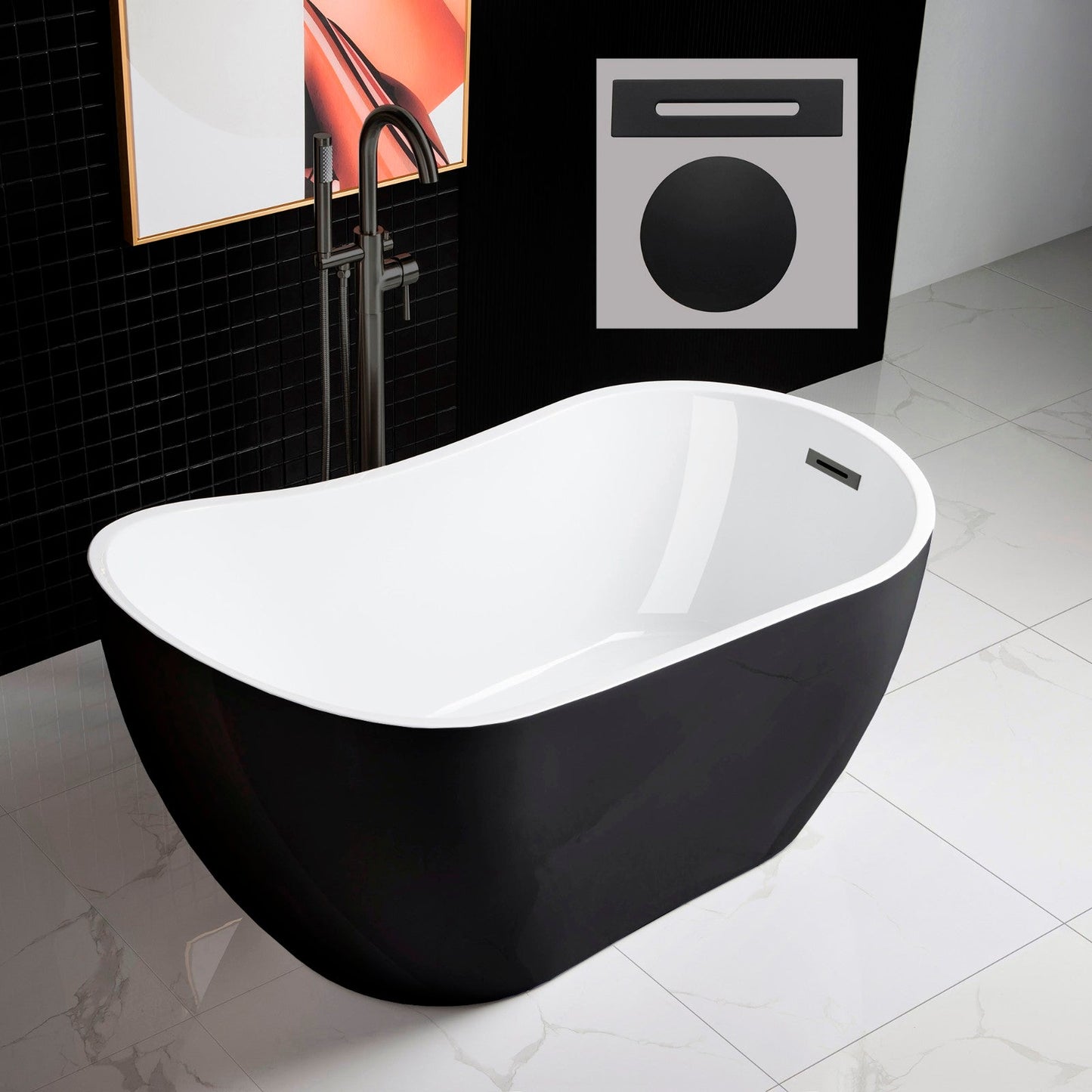 WOODBRIDGE B-1807 Acrylic Freestanding Contemporary Soaking Tub