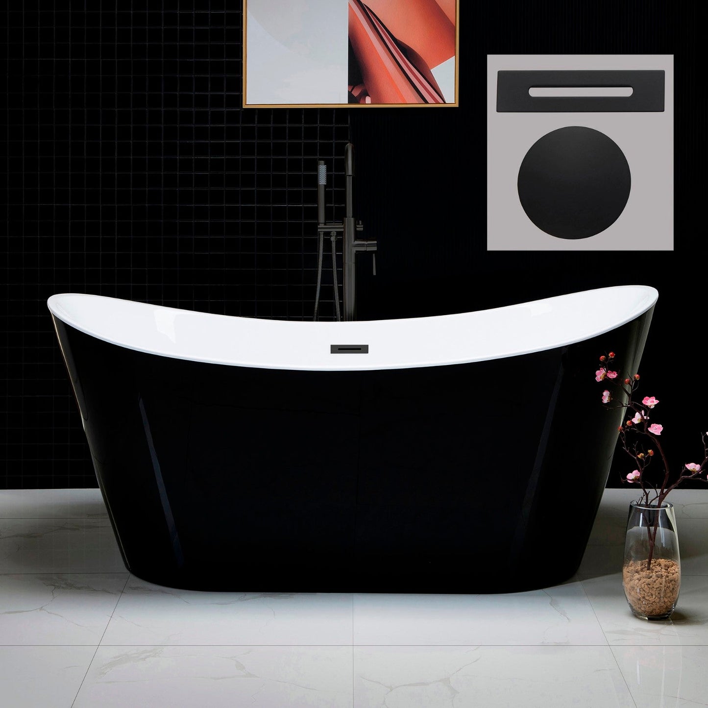 WOODBRIDGE B-1815 67" Acrylic Freestanding Bathtub Contemporary Soaking Tub